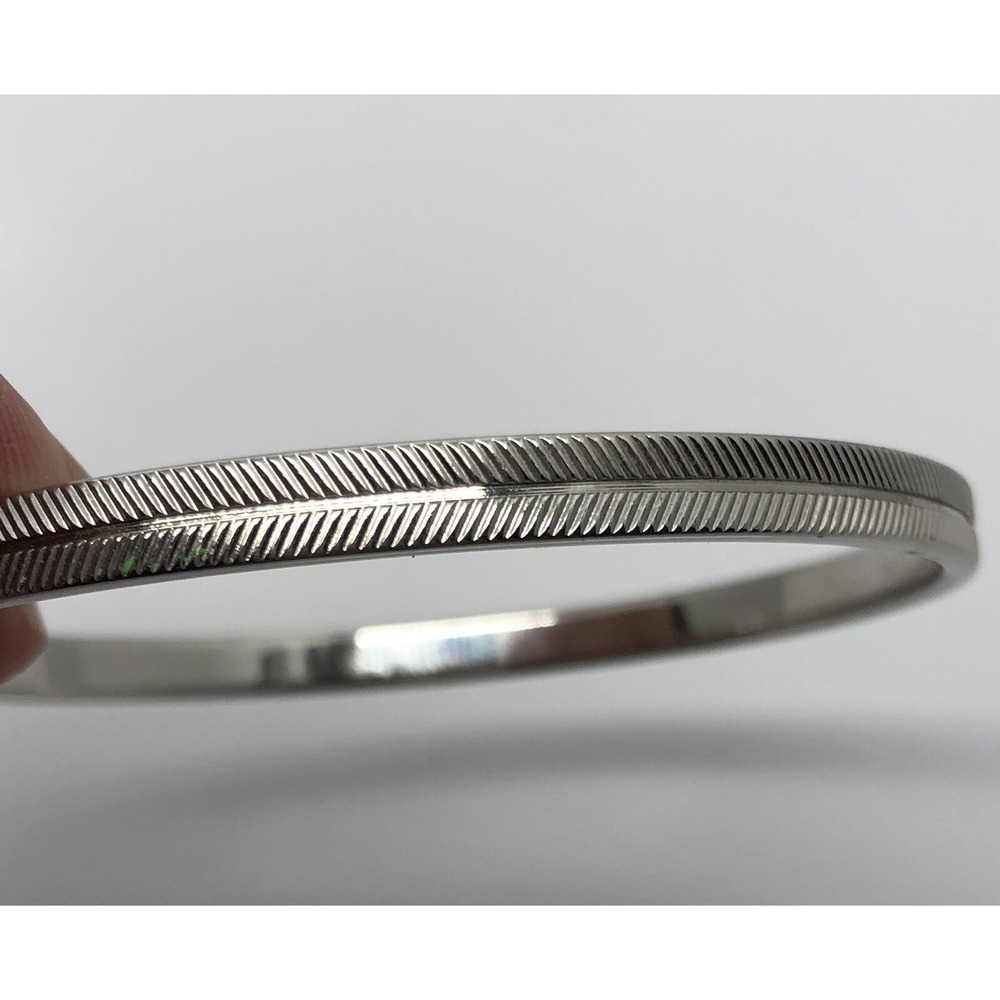 Vintage Monet Bangle Bracelet Silver‎ tone Herringbone Chevron Etched Jewelry